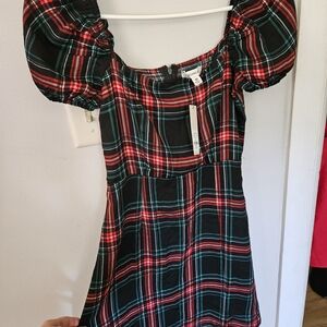 Francesca's Collections Plaid Dress - Black, Red, Green